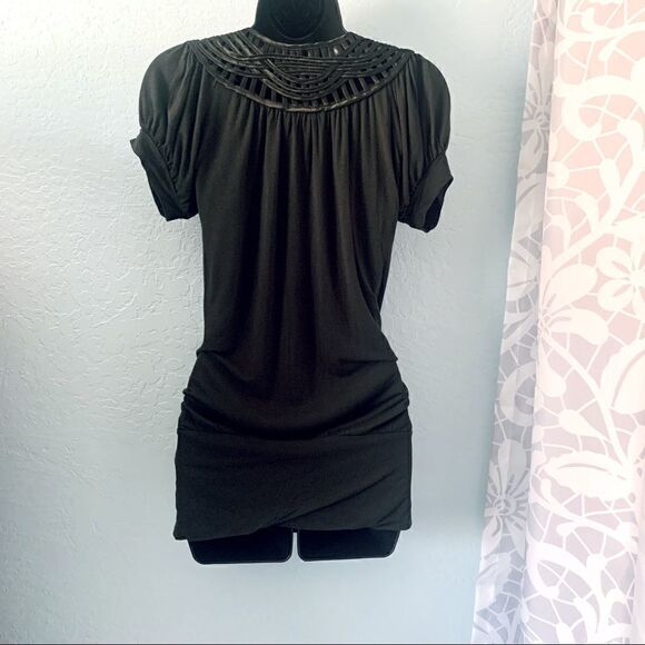 Forever 21 Black Short Sleeve Boho Tunic Top Size Small - Picture 7 of 10